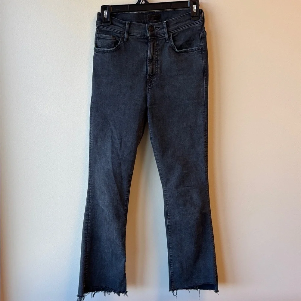 MOTHER Insider Crop Step Fray Jeans 25 faded black